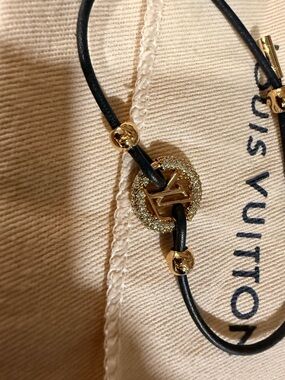 Louis Vuitton Black and Gold Glitter LV Charm Bracelet